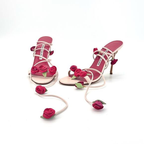 Manolo Blahnik Shoes - Manolo Blahnik Spring 2016 Xafiore Rose Ankle Strap Sandals 37